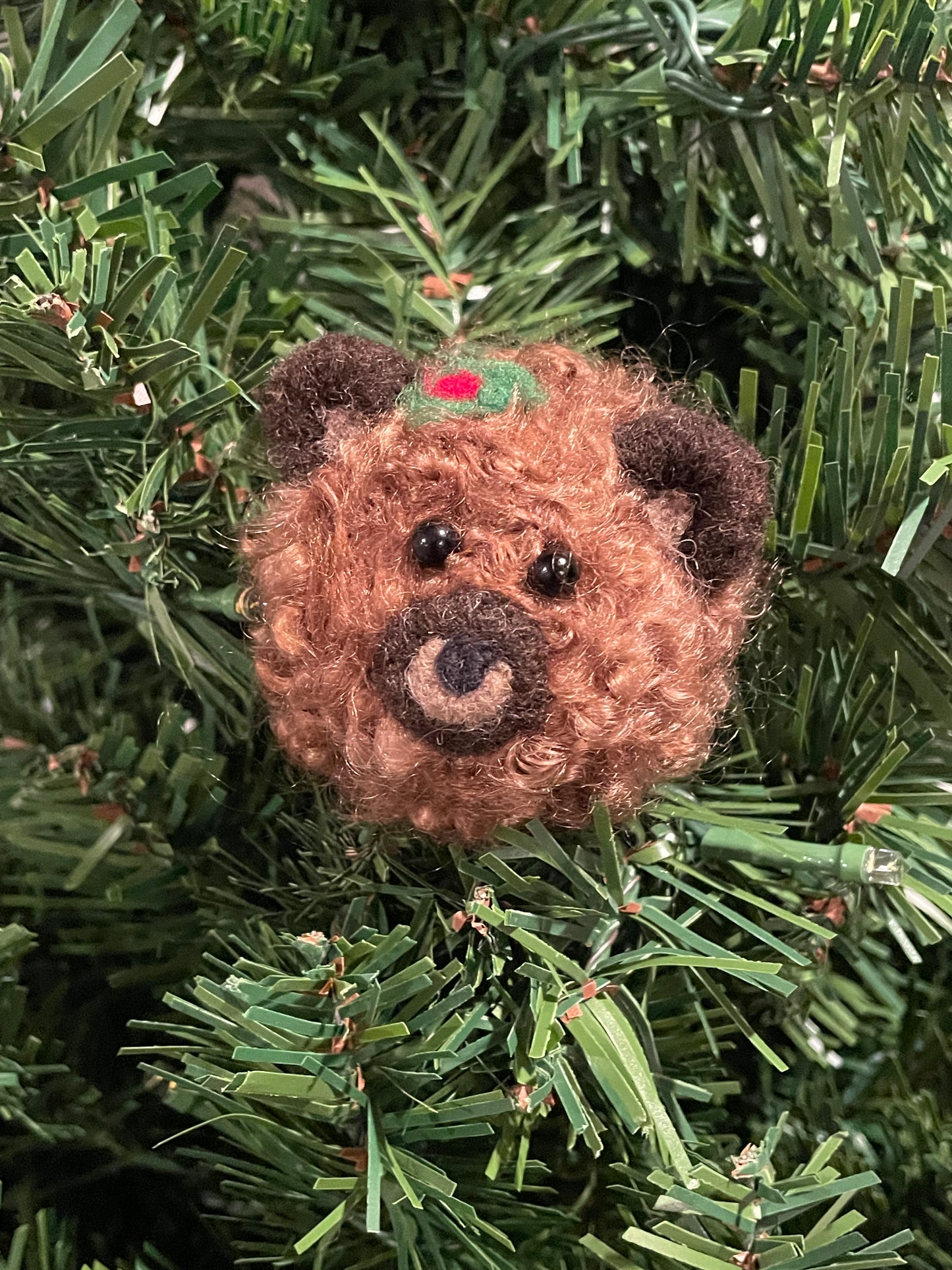 Needle Felted Grizzley Bear Christmas Ornament