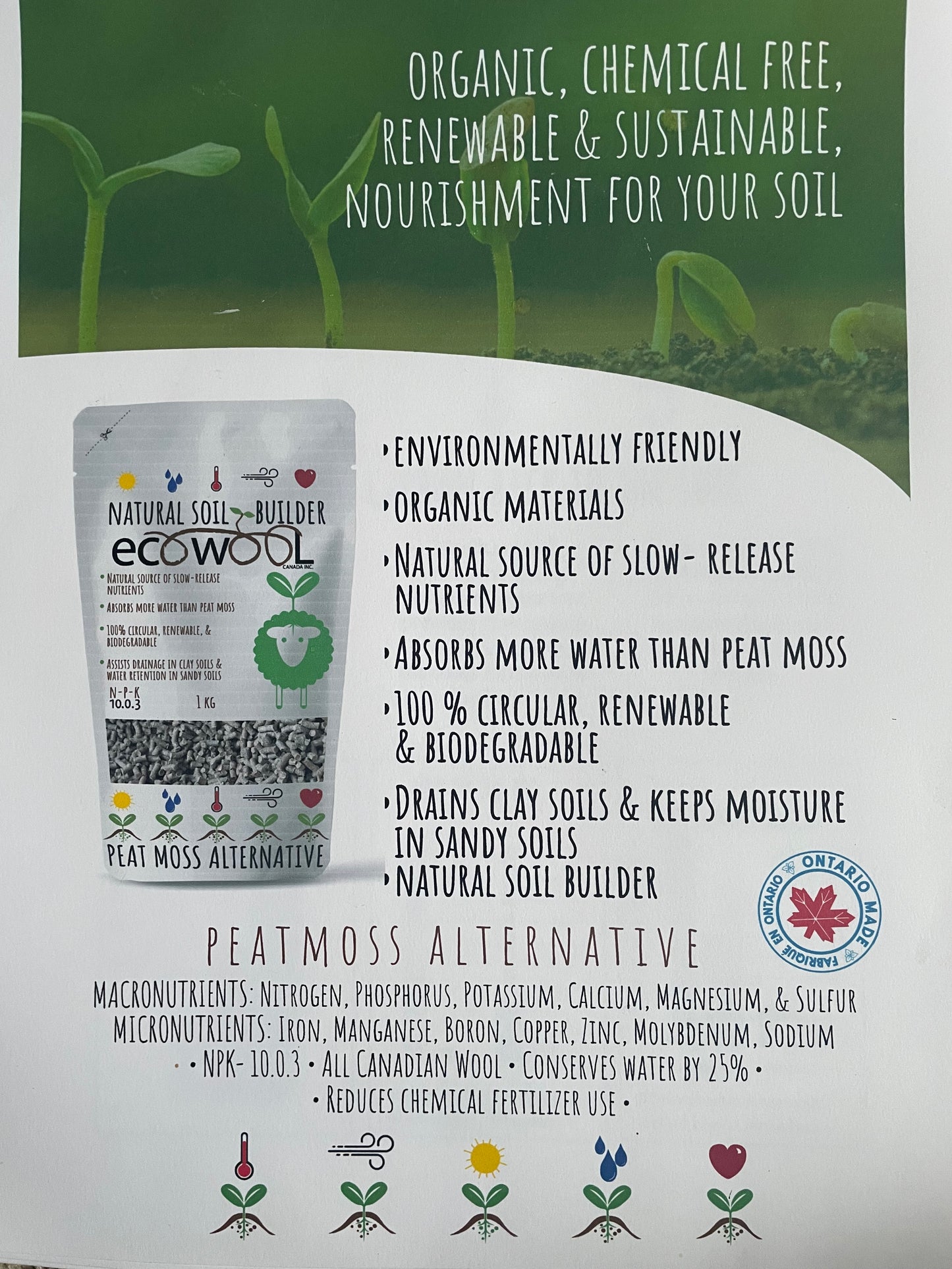 Wool Pellets a Peat Moss Alternative 1Kg bag