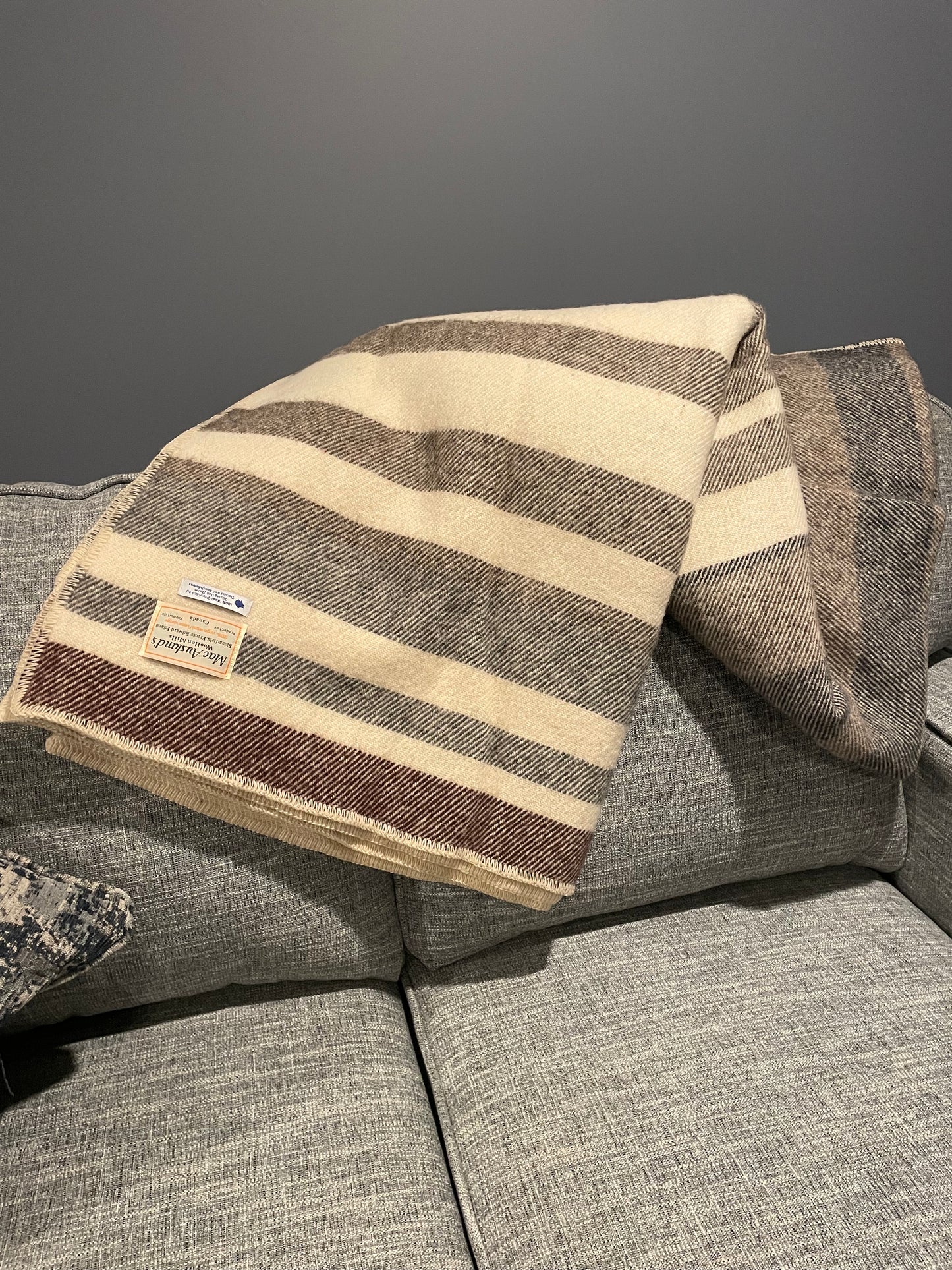 Chocolate and Cream Hit or Miss Wool Blanket