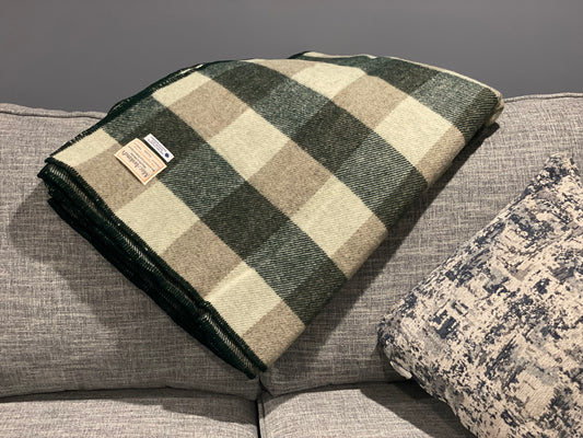 Forrest Green Checkerboard Wool Blanket