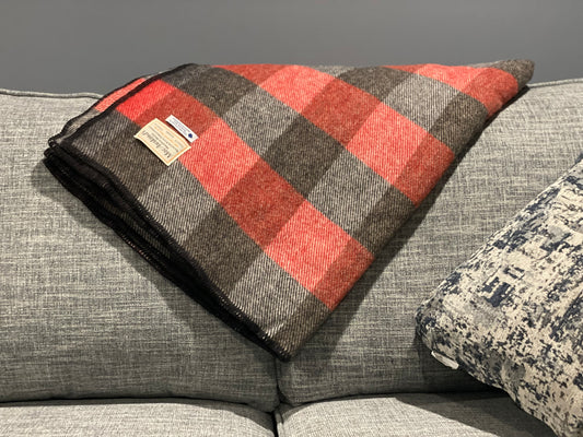 Red and Black Checkerboard Wool Blanket