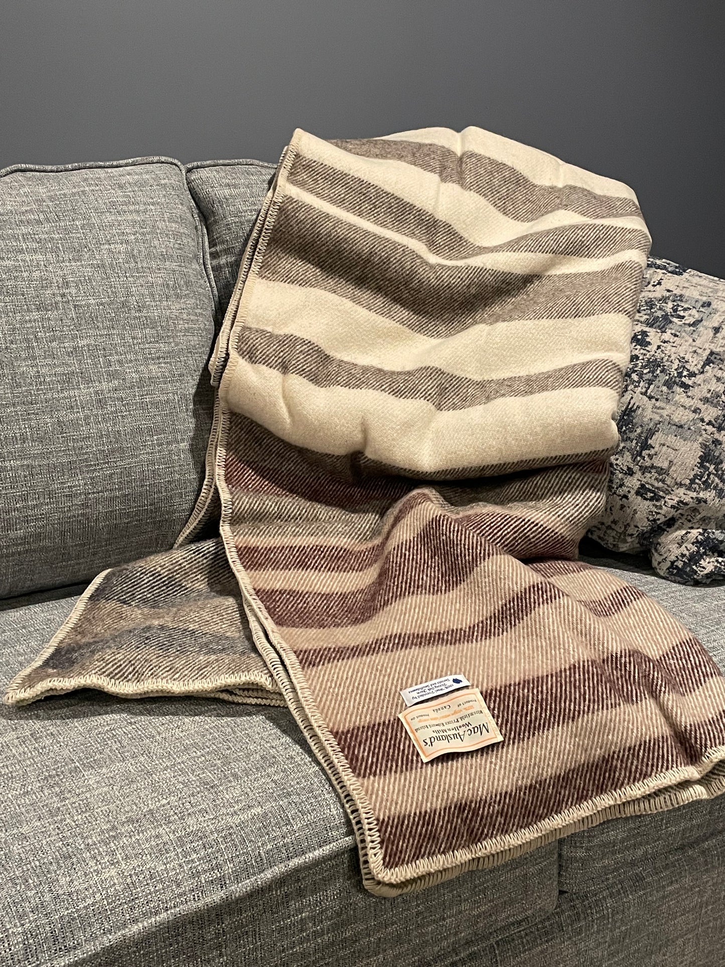 Chocolate and Cream Hit or Miss Wool Blanket