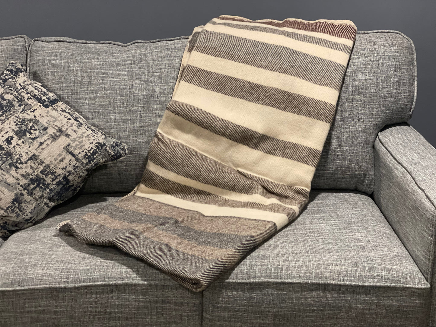 Chocolate and Cream Hit or Miss Wool Blanket