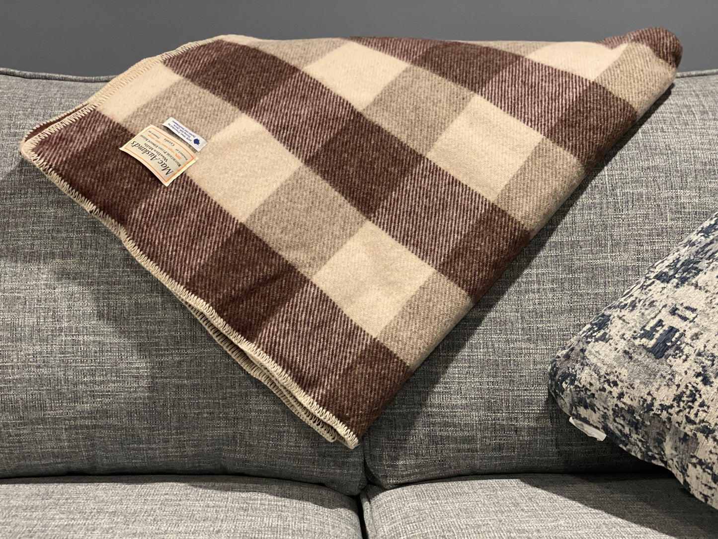 Chocolate and Cream Checkerboard Wool Blanket