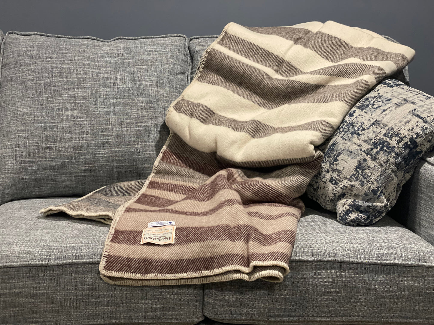 Chocolate and Cream Hit or Miss Wool Blanket