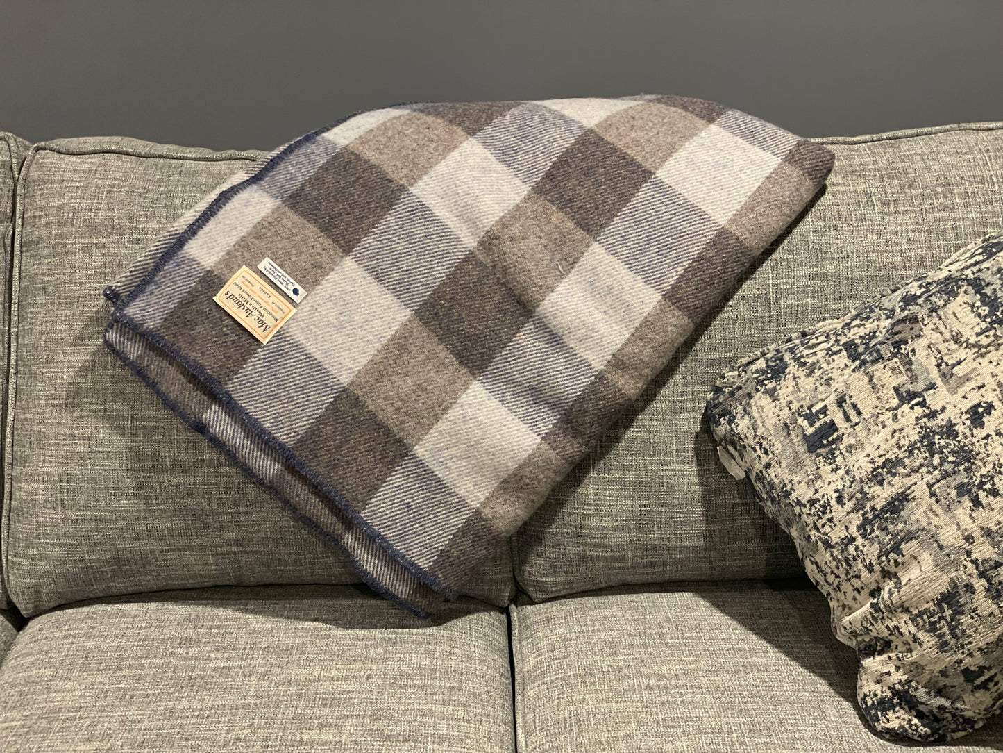Blue Heather Checkerboard Wool Blanket