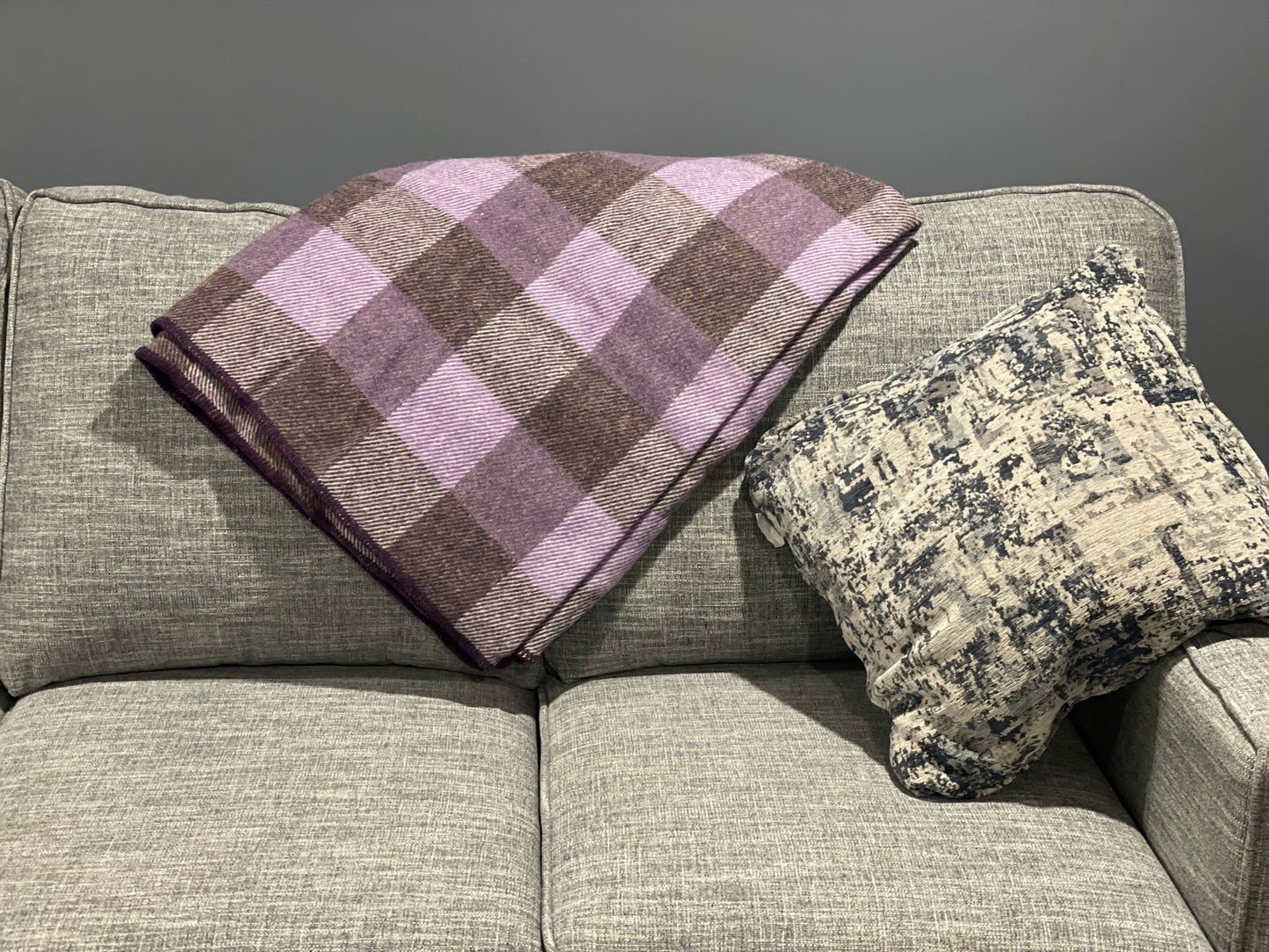 Purple Heather Checkerboard Wool Blanket