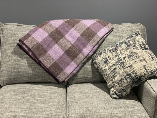 Purple Heather Checkerboard Wool Blanket