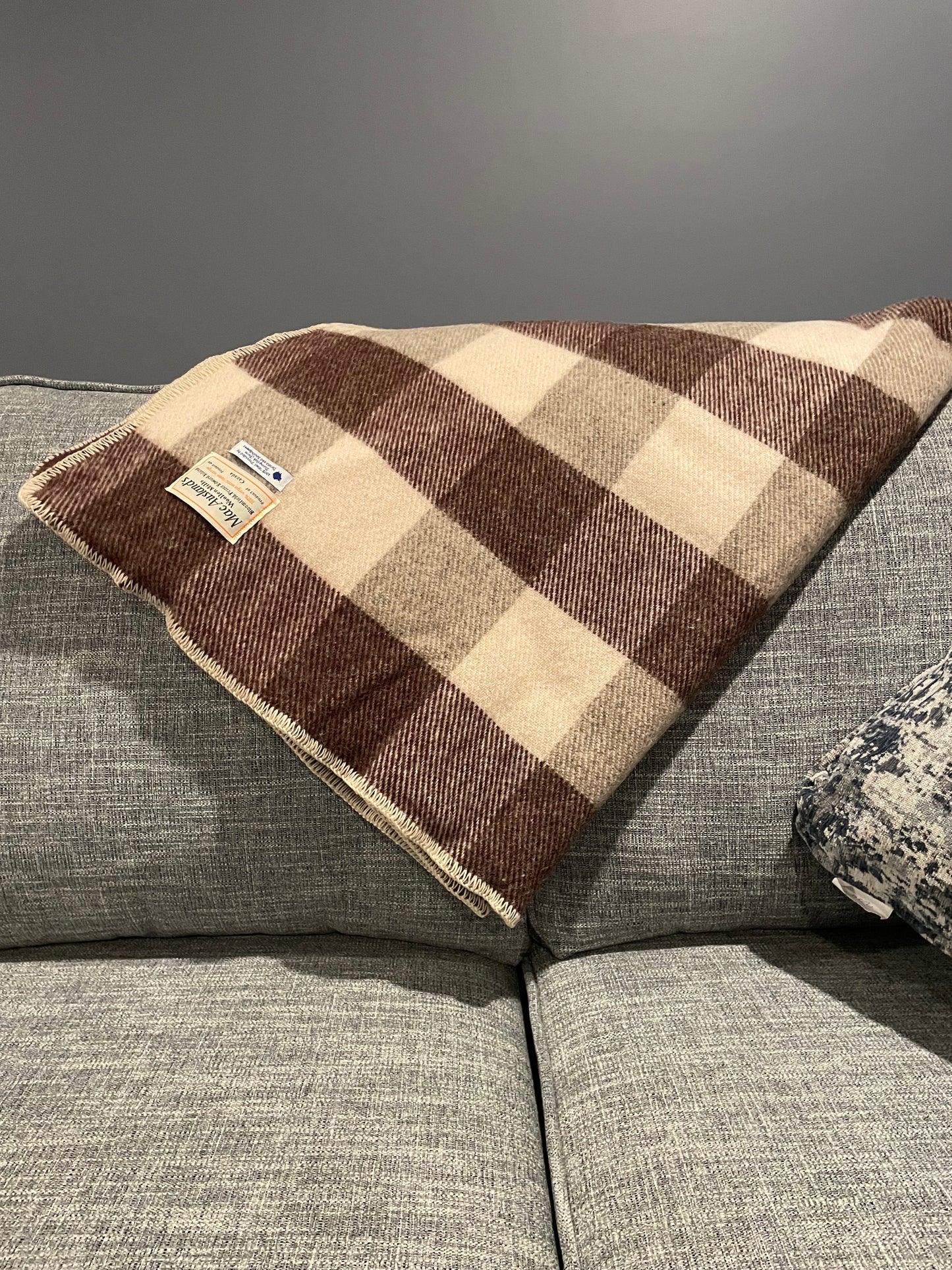 Chocolate and Cream Checkerboard Wool Blanket